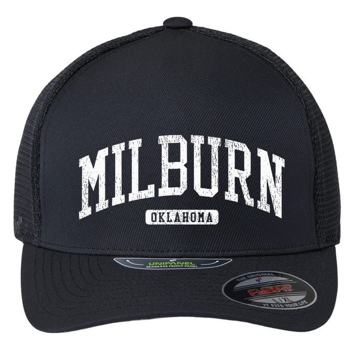 Milburn Oklahoma Ok Js03 College Univesity Style Flexfit Unipanel Trucker Cap