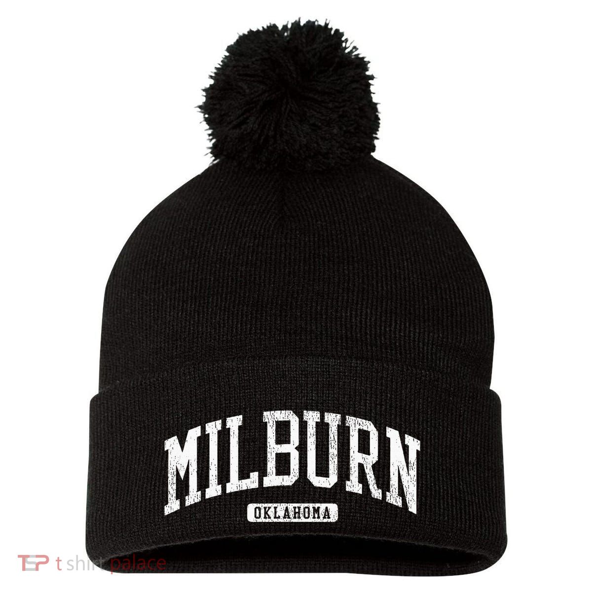 Milburn Oklahoma Ok Js03 College Univesity Style Pom Pom 12in Knit Beanie