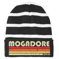 Mogadore Oh Ohio Funny City Home Roots Gift Striped Beanie with Solid Band