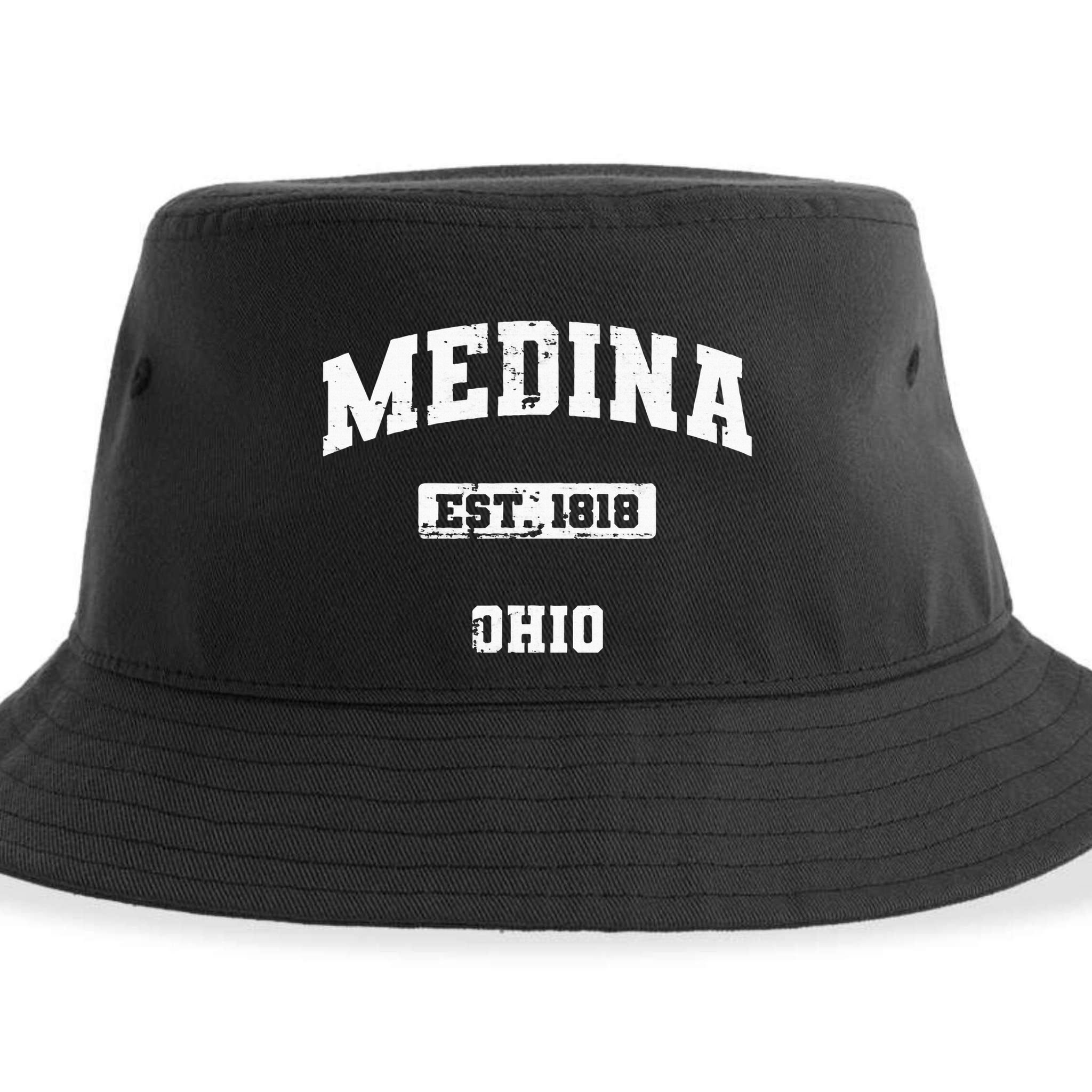 Medina Ohio Oh Vintage State Athletic Style Sustainable Bucket Hat