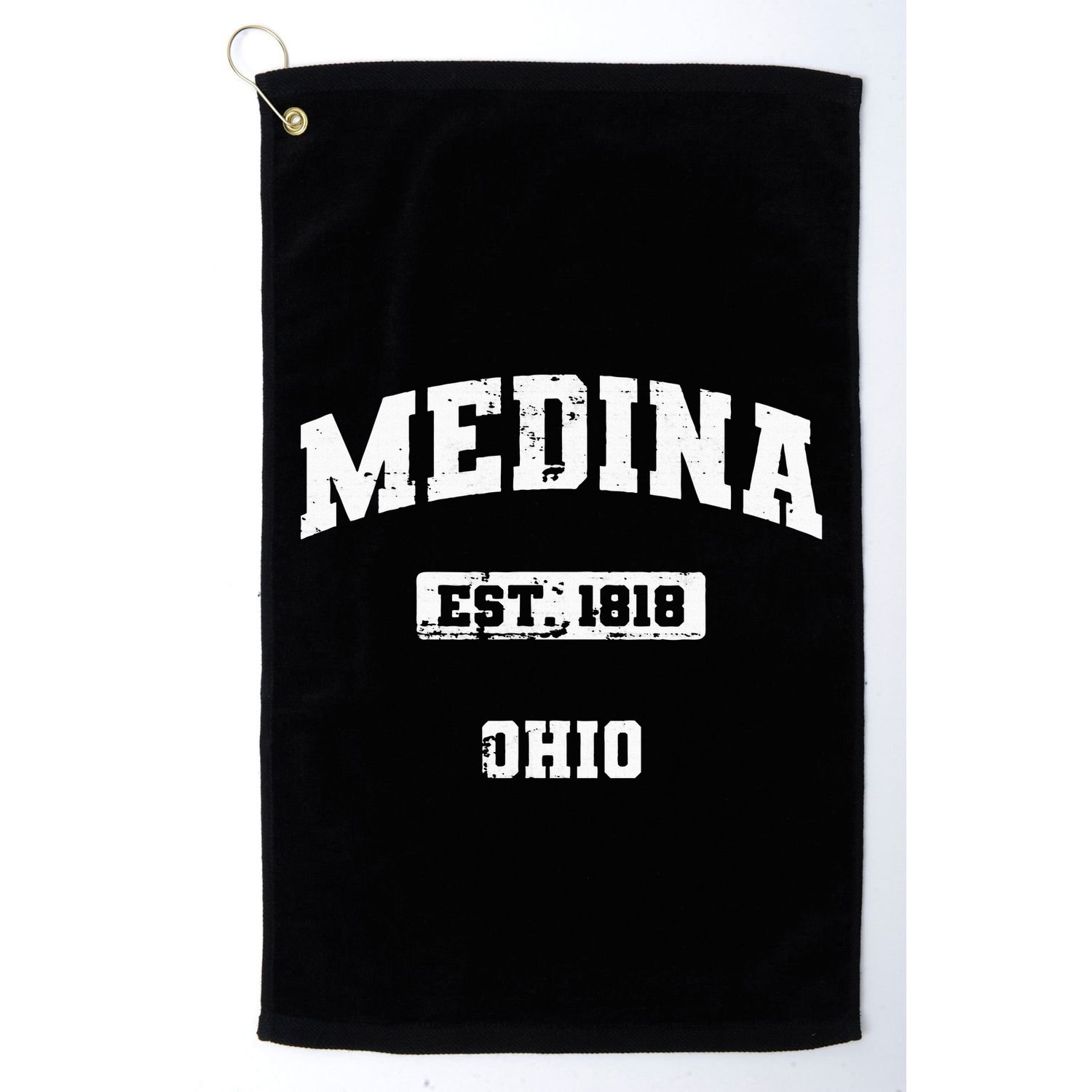 Medina Ohio Oh Vintage State Athletic Style Golf Towel