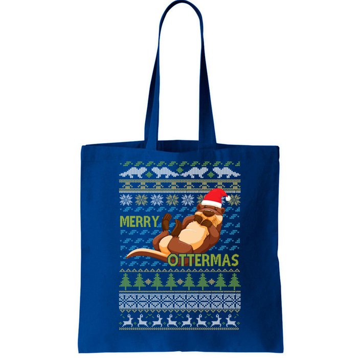 Merry Ottermas Otter Animal Lover Christmas Pajamas Gift Cool Gift Tote Bag