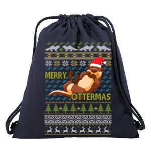 Merry Ottermas Otter Animal Lover Christmas Pajamas Gift Cool Gift Drawstring Bag