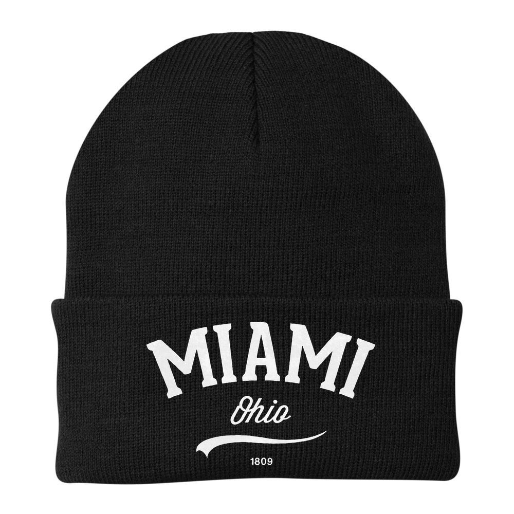 Miami Ohio Oh Vintage Retro Athletic Sports Style Beanie