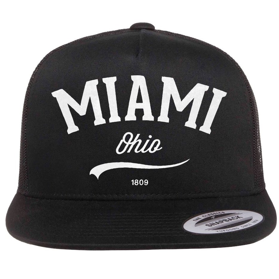 Miami Ohio Oh Vintage Retro Athletic Sports Style Flat Bill Trucker Hat