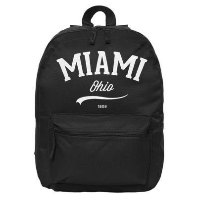 Miami Ohio Oh Vintage Retro Athletic Sports Style 16 in Basic Backpack