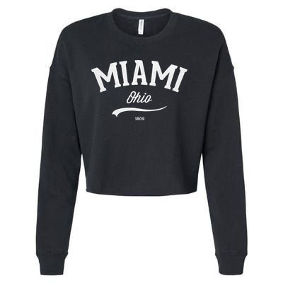 Miami Ohio Oh Vintage Retro Athletic Sports Style Cropped Pullover Crew