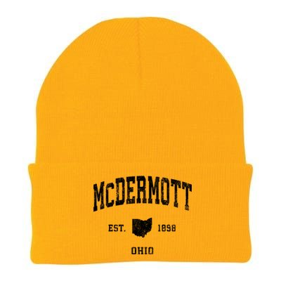 Mcdermott Ohio Oh Vintage Athletic Black Sports Knit Cap Winter Beanie