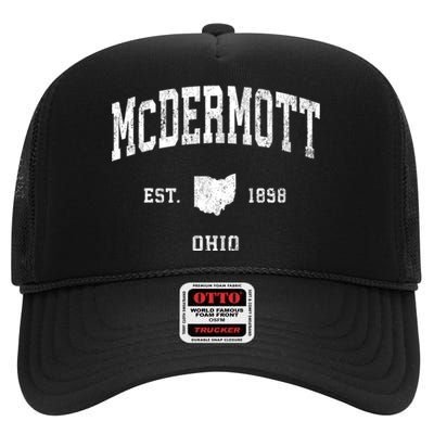 Mcdermott Ohio Oh Vintage Athletic Black Sports High Crown Mesh Back Trucker Hat