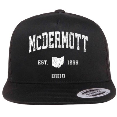 Mcdermott Ohio Oh Vintage Athletic Black Sports Flat Bill Trucker Hat