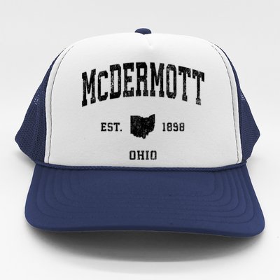 Mcdermott Ohio Oh Vintage Athletic Black Sports Trucker Hat