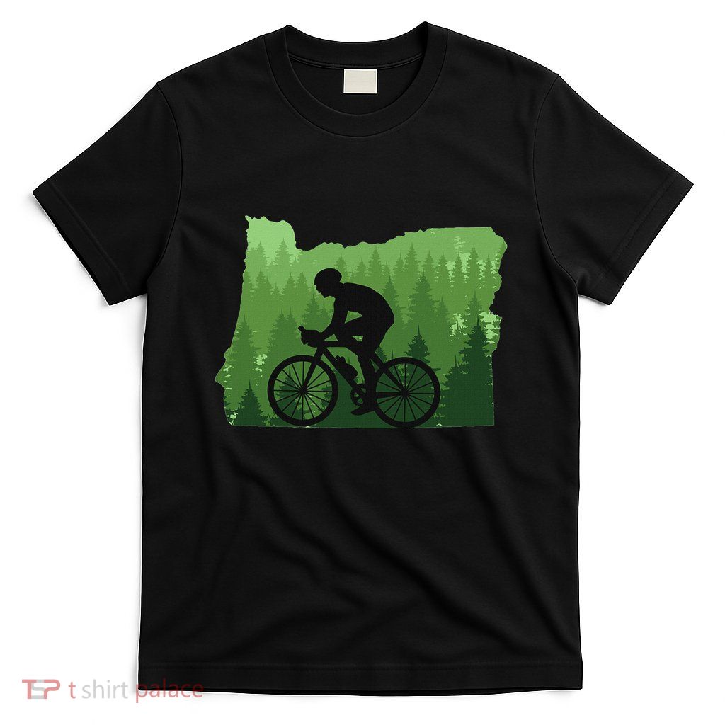 Map Of Oregon Mountain Bike Rider Mtb Biking Mountain Biker T-Shirt