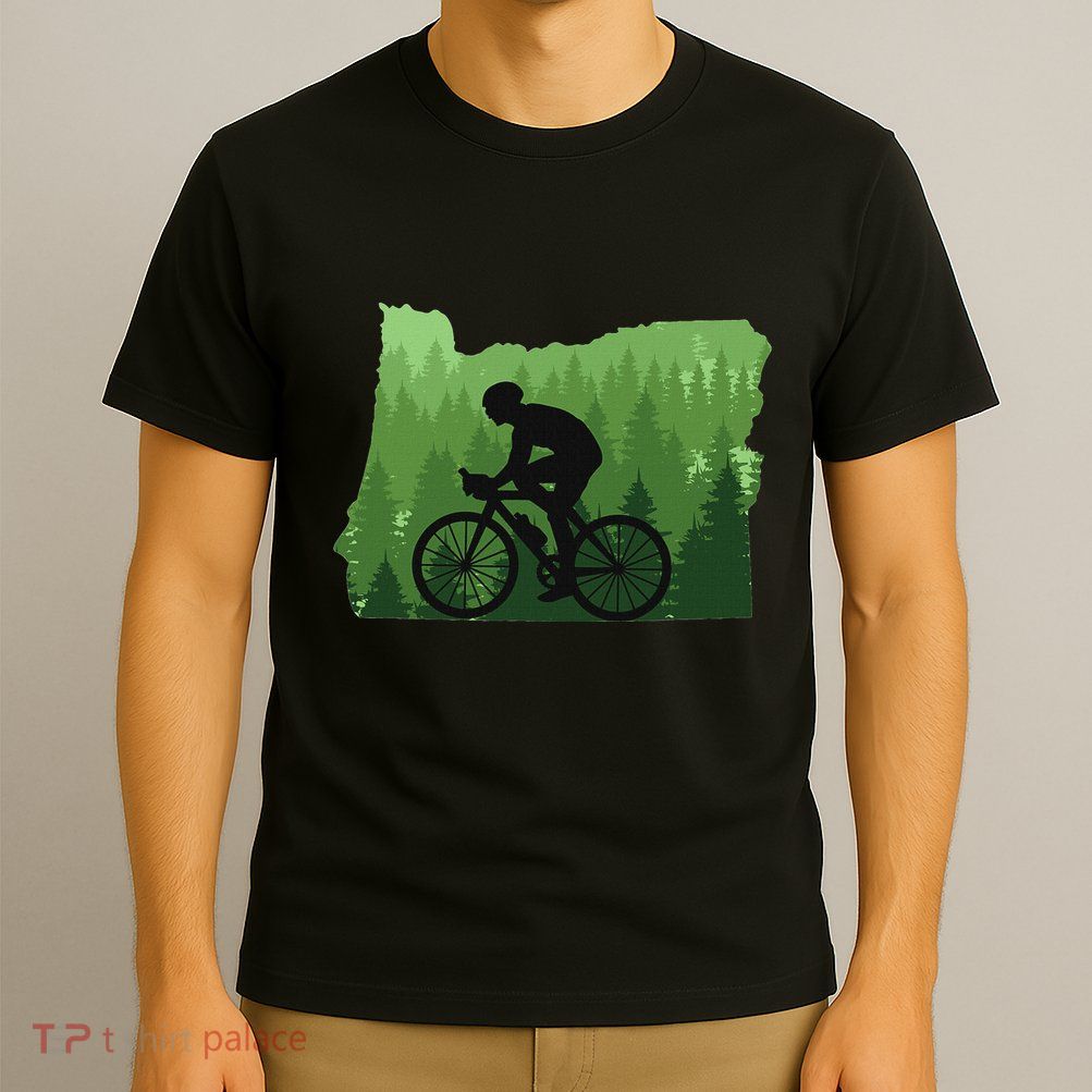 Map Of Oregon Mountain Bike Rider Mtb Biking Mountain Biker T-Shirt