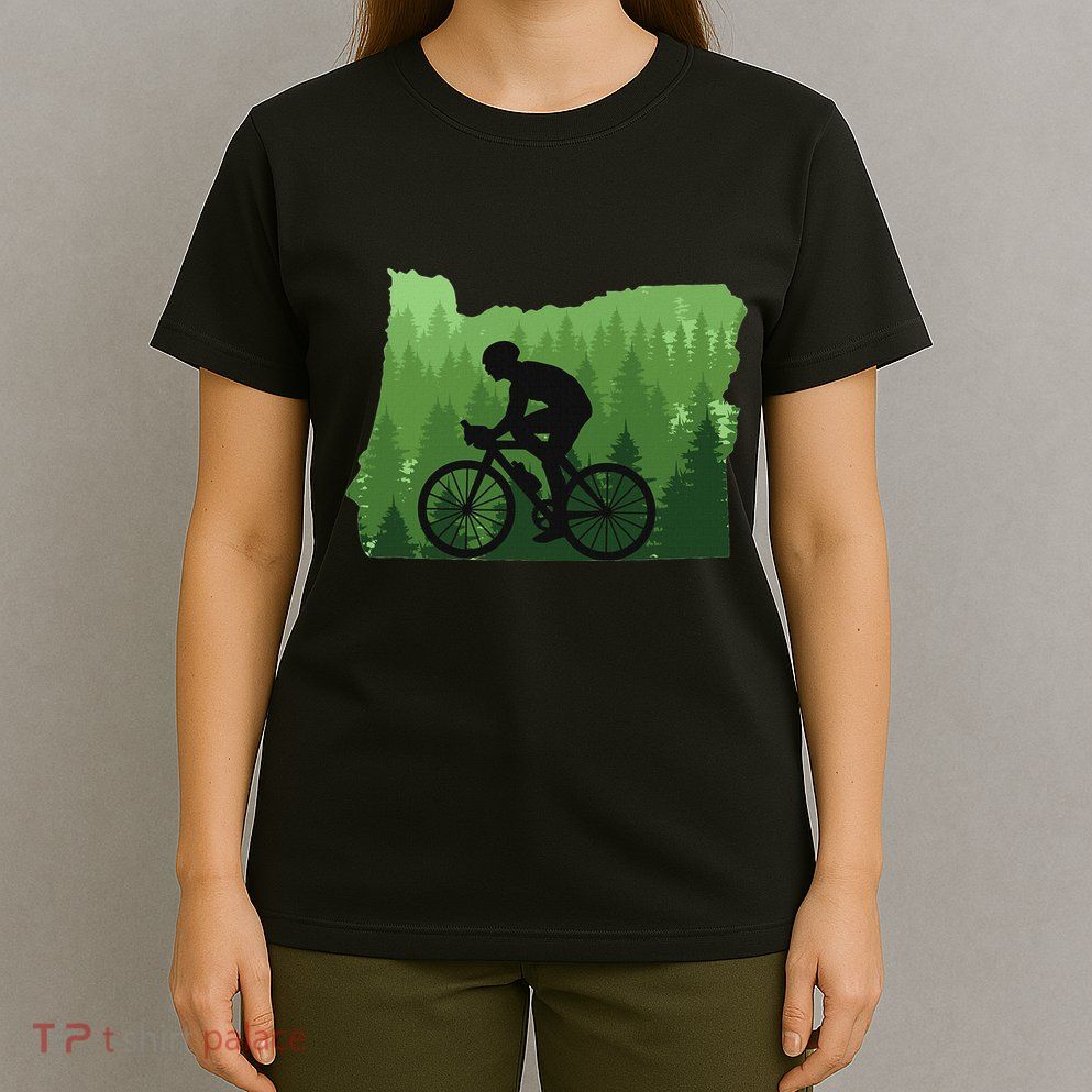 Map Of Oregon Mountain Bike Rider Mtb Biking Mountain Biker T-Shirt