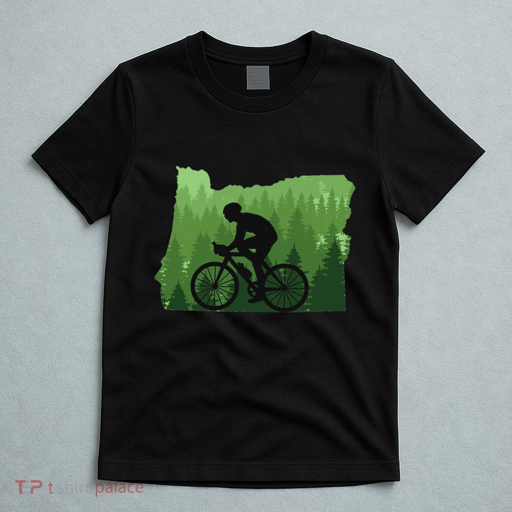 Map Of Oregon Mountain Bike Rider Mtb Biking Mountain Biker T-Shirt