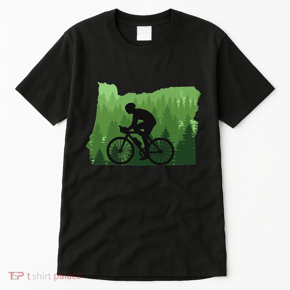 Map Of Oregon Mountain Bike Rider Mtb Biking Mountain Biker Tall T-Shirt