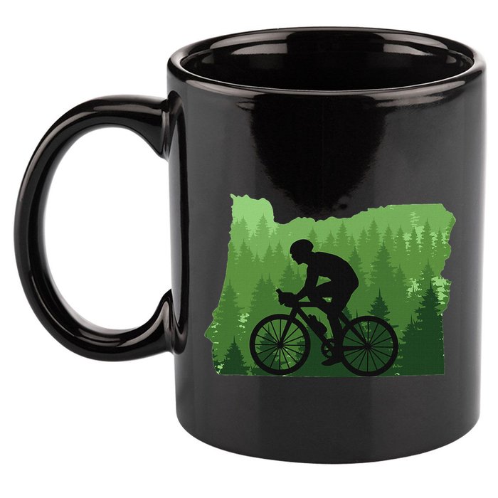 Map Of Oregon Mountain Bike Rider Mtb Biking Mountain Biker 11oz C Handle Ceramic Mug