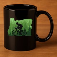 Map Of Oregon Mountain Bike Rider Mtb Biking Mountain Biker 11oz C Handle Ceramic Mug