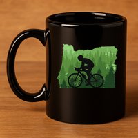 Map Of Oregon Mountain Bike Rider Mtb Biking Mountain Biker 11oz C Handle Ceramic Mug