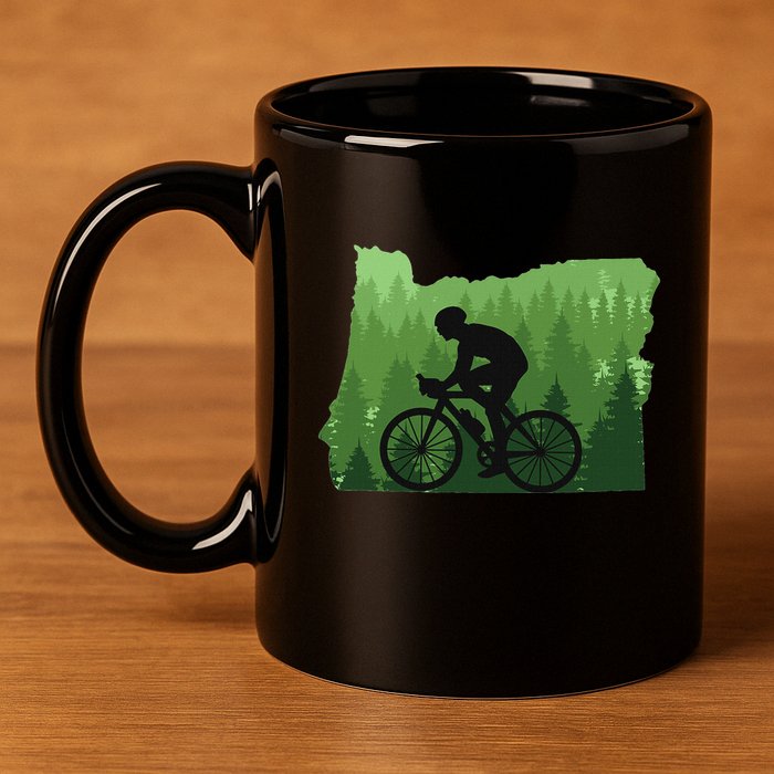 Map Of Oregon Mountain Bike Rider Mtb Biking Mountain Biker 11oz C Handle Ceramic Mug