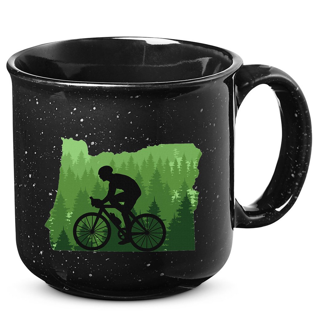 Map Of Oregon Mountain Bike Rider Mtb Biking Mountain Biker 15oz Campfire Ceramic Mug