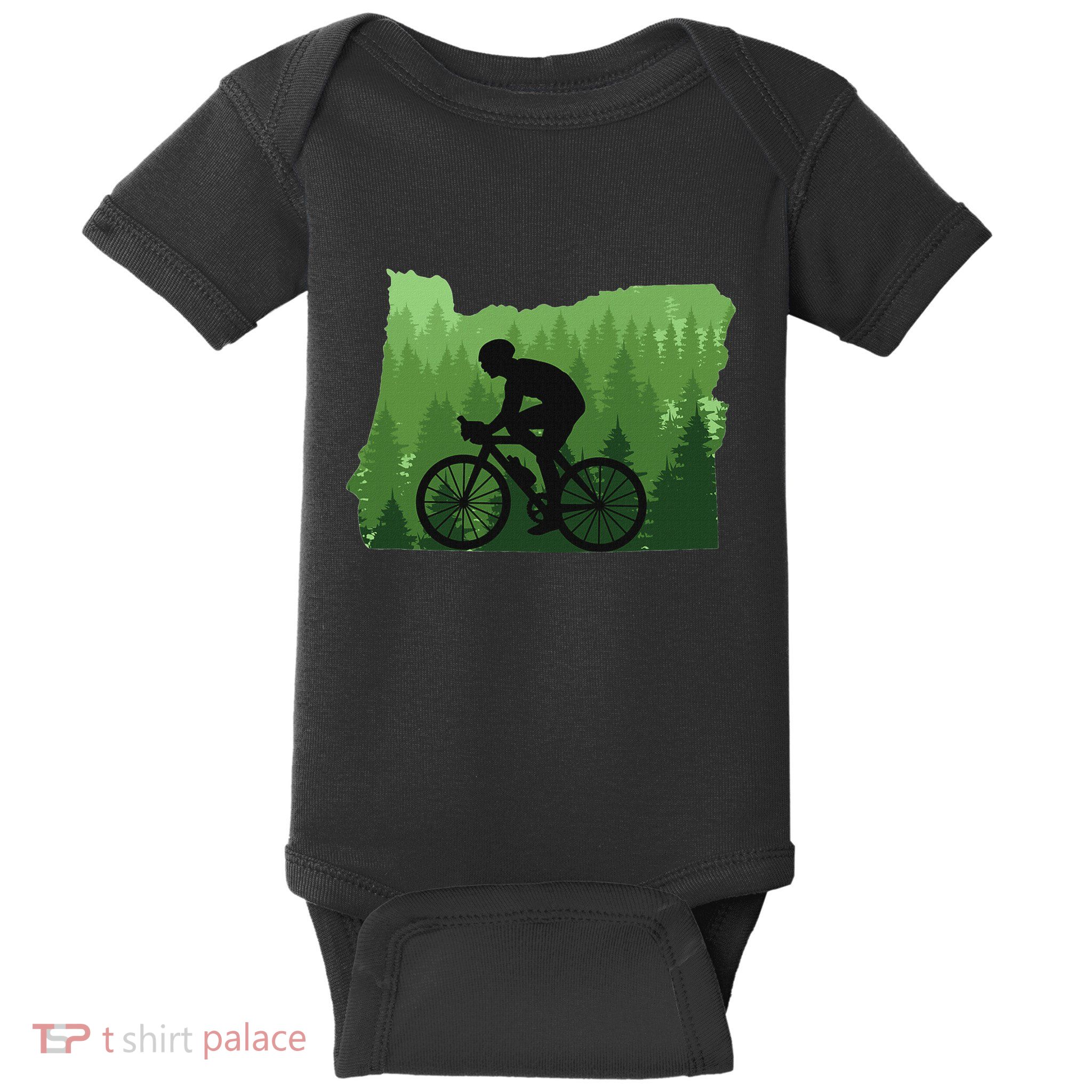 Map Of Oregon Mountain Bike Rider Mtb Biking Mountain Biker Baby Bodysuit