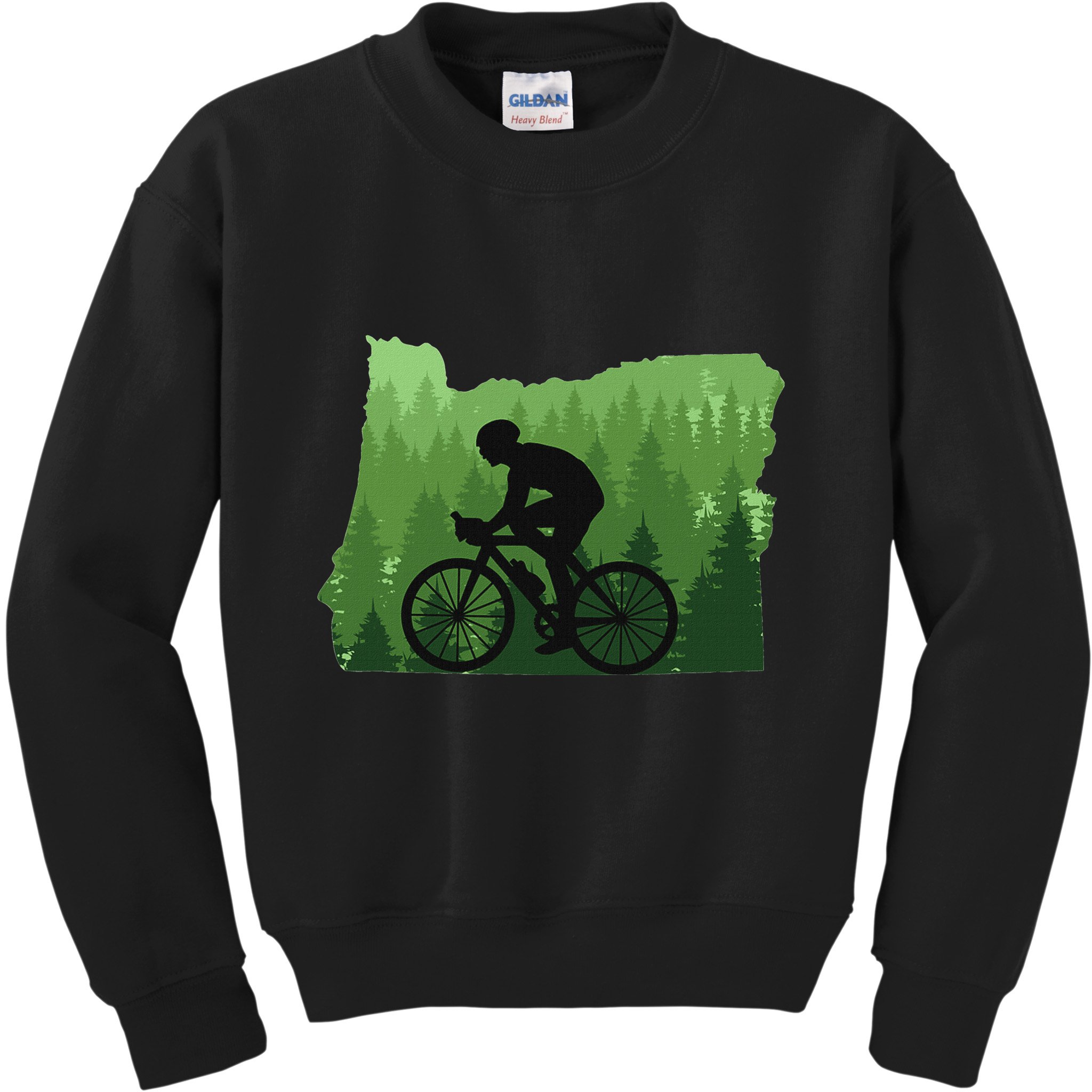 Map Of Oregon Mountain Bike Rider Mtb Biking Mountain Biker Kids Sweatshirt