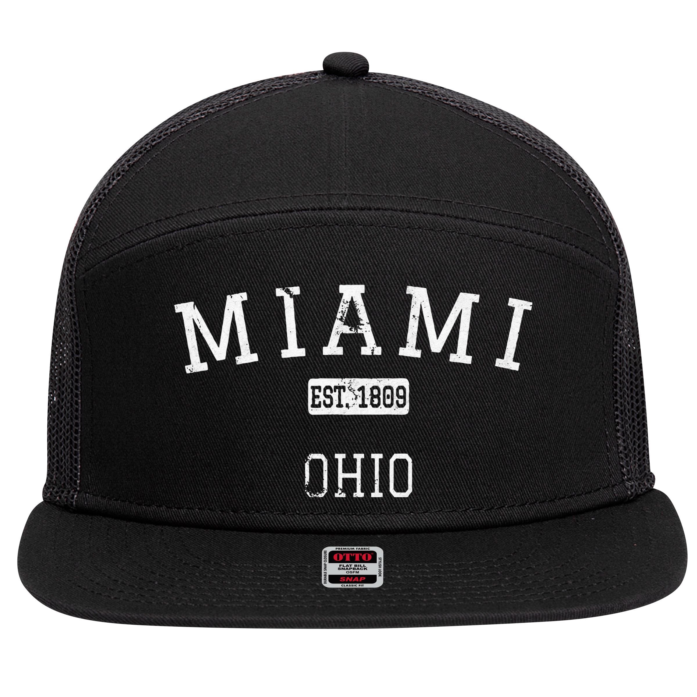 Miami Ohio OH Vintage 7 Panel Mesh Trucker Snapback Hat
