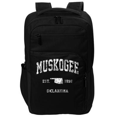 Muskogee Oklahoma OK Vintage Athletic Sports Impact Tech Backpack