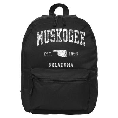 Muskogee Oklahoma OK Vintage Athletic Sports 16 in Basic Backpack