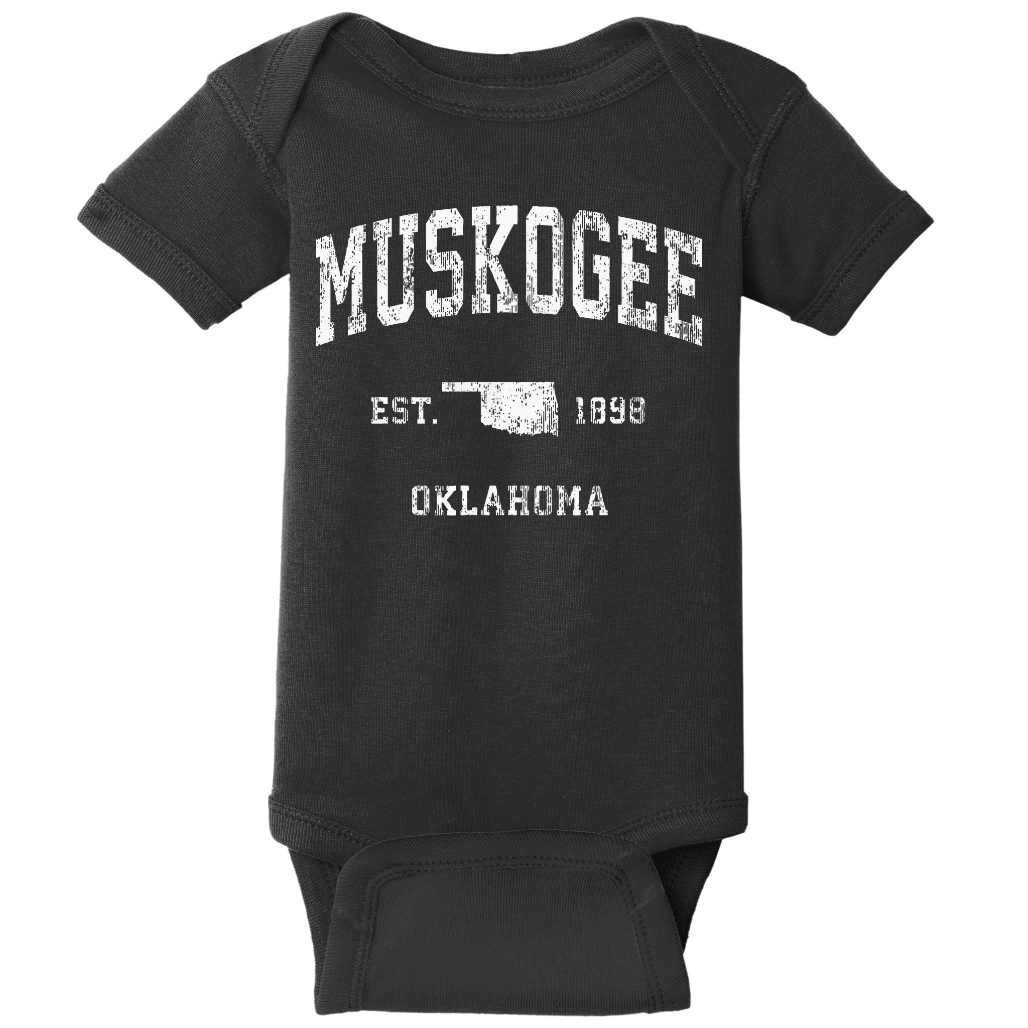 Muskogee Oklahoma OK Vintage Athletic Sports Baby Bodysuit