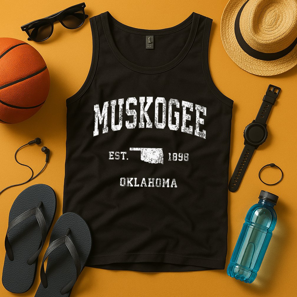 Muskogee Oklahoma OK Vintage Athletic Sports Tank Top