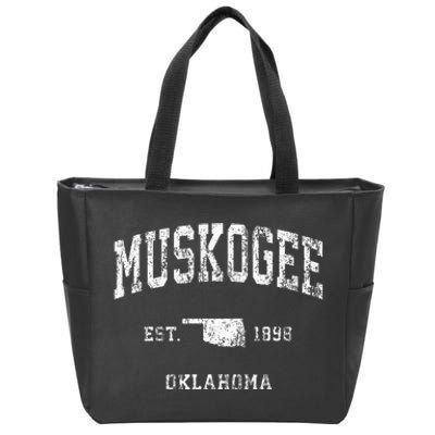 Muskogee Oklahoma OK Vintage Athletic Sports Zip Tote Bag