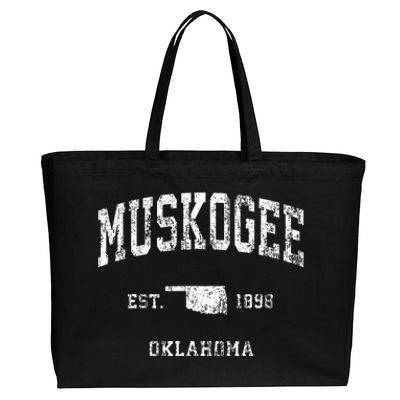 Muskogee Oklahoma OK Vintage Athletic Sports Cotton Canvas Jumbo Tote