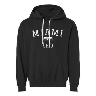 Miami Ohio OH Vintage stage athletic style Garment-Dyed Fleece Hoodie