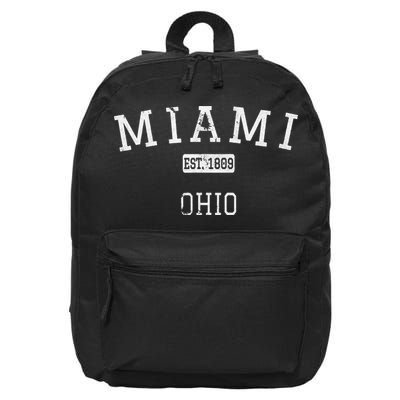 Miami Ohio OH Vintage stage athletic style 16 in Basic Backpack