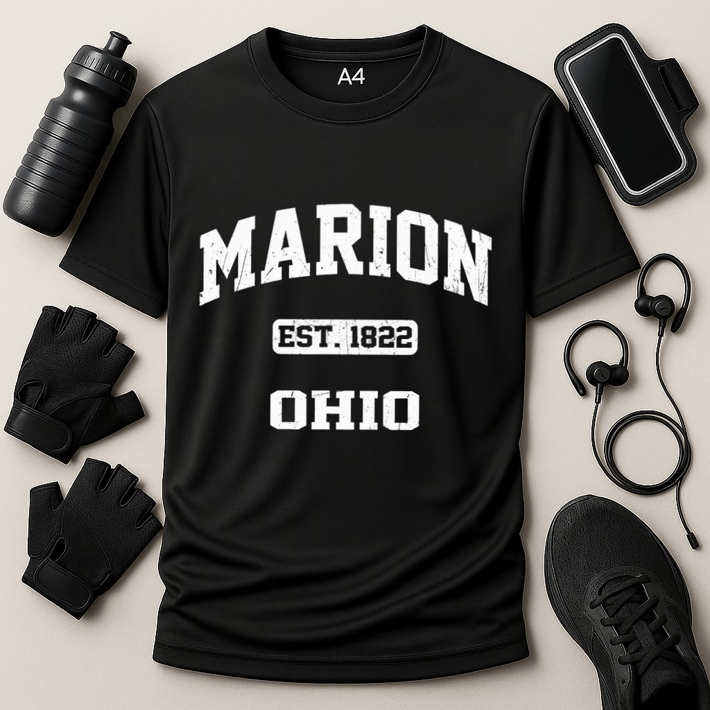 Marion Ohio OH Vintage State Athletic Style Cooling Performance Crew T-Shirt
