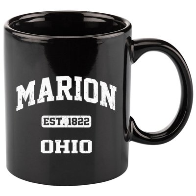 Marion Ohio OH Vintage State Athletic Style 11oz C Handle Ceramic Mug