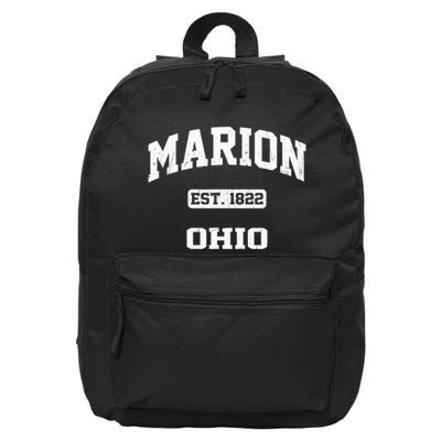 Marion Ohio OH Vintage State Athletic Style 16 in Basic Backpack