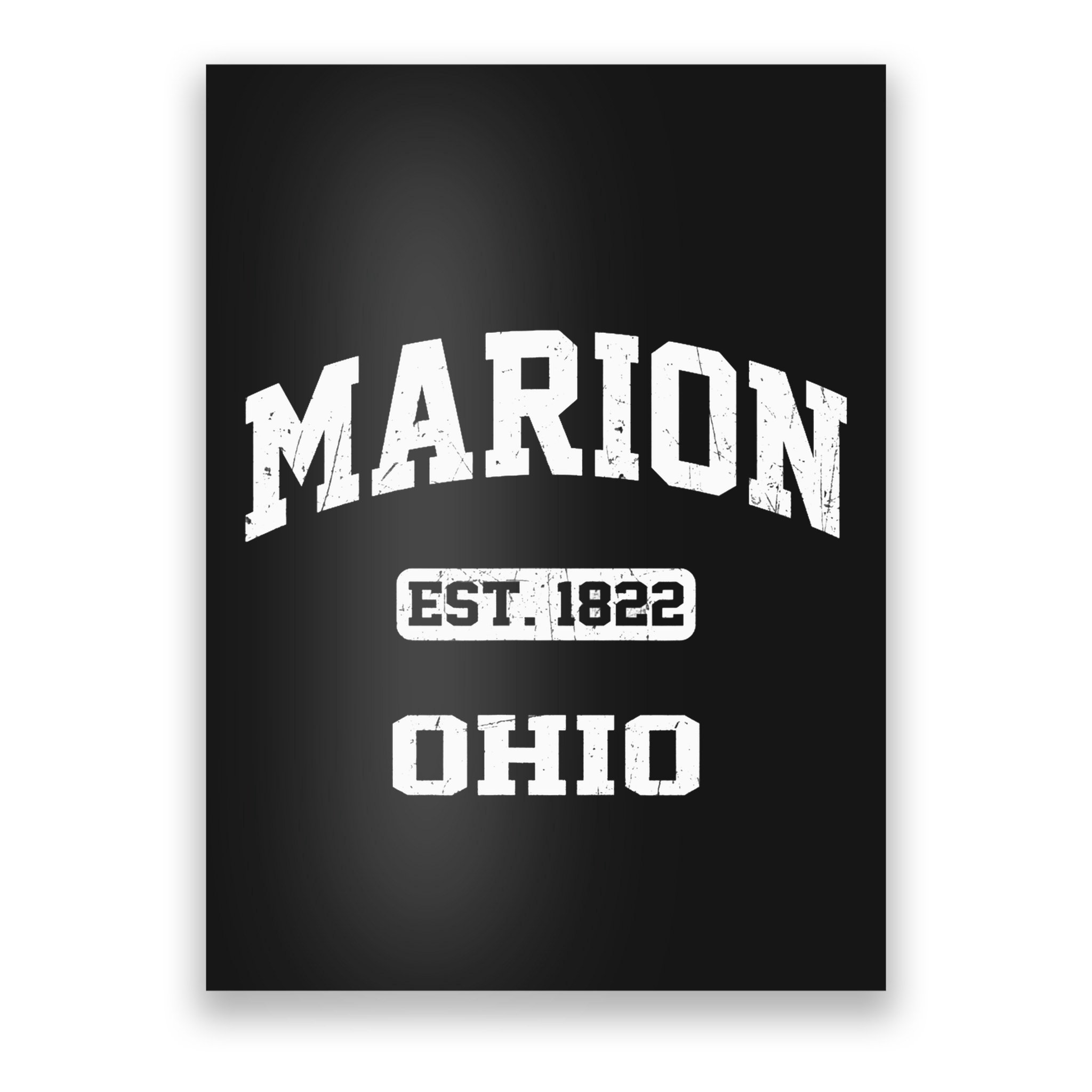 Marion Ohio OH Vintage State Athletic Style Poster