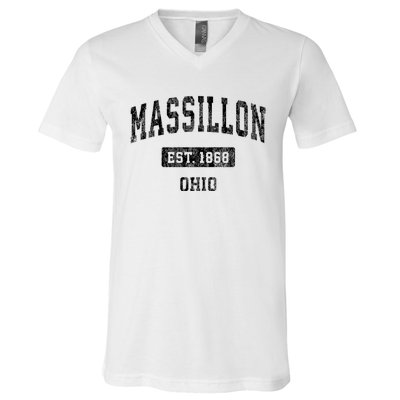 Massillon Ohio Oh Vintage Established Sports Design V-Neck T-Shirt