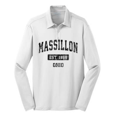 Massillon Ohio Oh Vintage Established Sports Design Silk Touch Performance Long Sleeve Polo