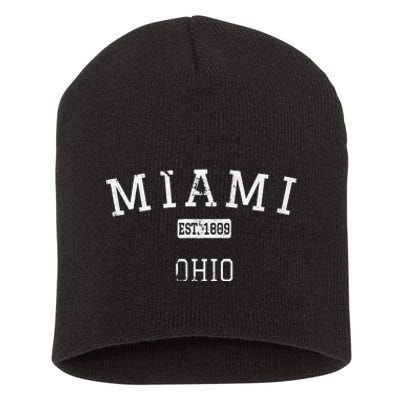 Miami Ohio Oh Vintage Short Acrylic Beanie