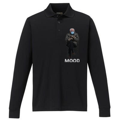 Mood Bernie Sanders Mittens Inauguration Performance Long Sleeve Polo