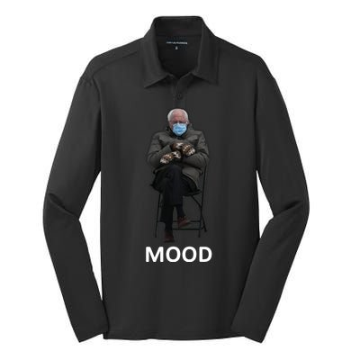 Mood Bernie Sanders Mittens Inauguration Silk Touch Performance Long Sleeve Polo