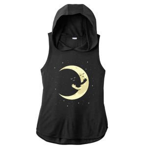 Moon Hug Sky Filled With Stars Ladies PosiCharge Tri-Blend Wicking Draft Hoodie Tank