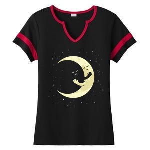 Moon Hug Sky Filled With Stars Ladies Halftime Notch Neck Tee