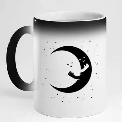 Moon Hug Sky Filled With Stars 11oz Black Color Changing Mug