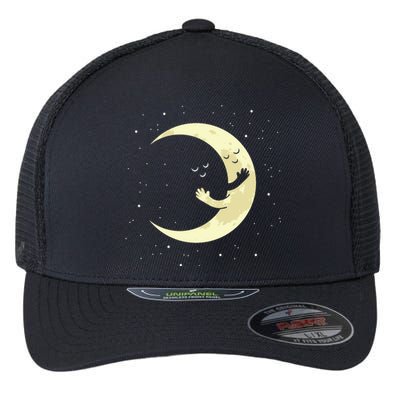 Moon Hug Sky Filled With Stars Flexfit Unipanel Trucker Cap