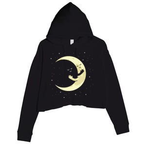 Moon Hug Sky Filled With Stars Crop Fleece Hoodie